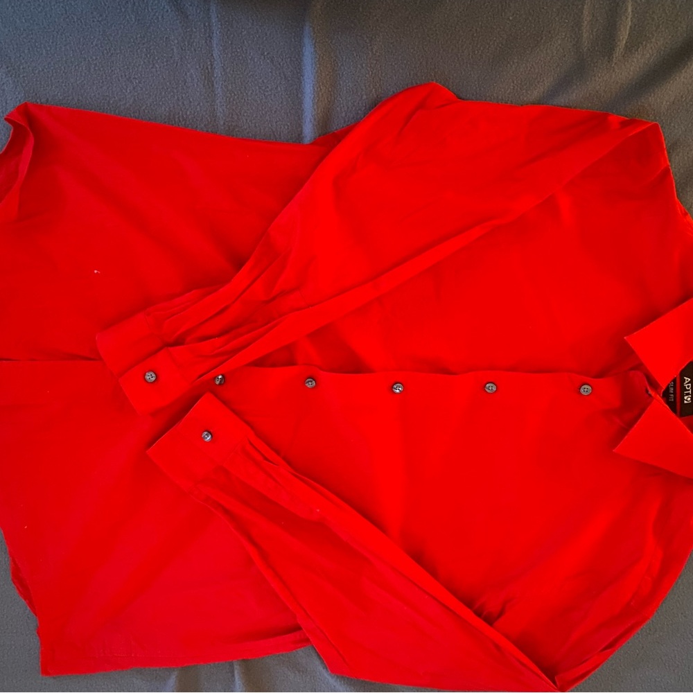 Vibrant Red Button-Up Shirt